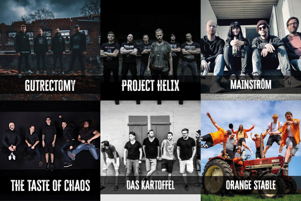 Bandveröffentlich 5 rockXplosion 2022 Gutrectomy, Project Helix, Mainström, The Taste of Chaos, Das Kartoffel, Orange Stable