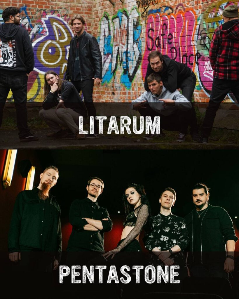 Veröffentlichungs Bandbild der Bands Pentastone und Litarum, mit Bandname im Bild