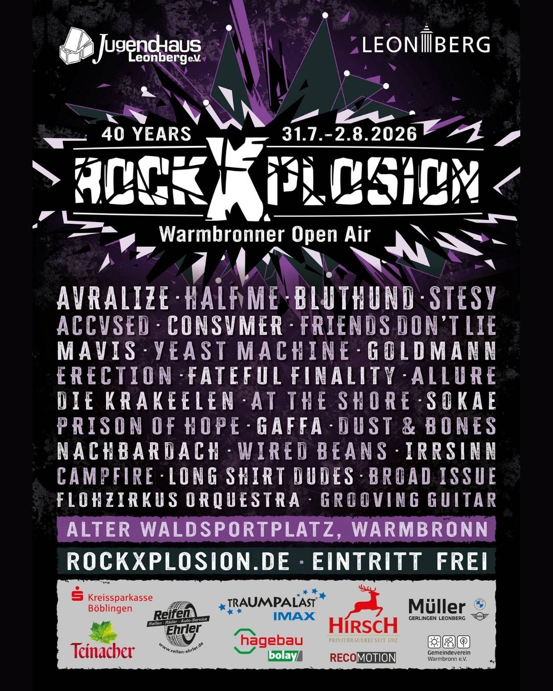 rockXplosion2026_Flyer_Bands_Klein rockXplosion 2026 Flyer mit Bands