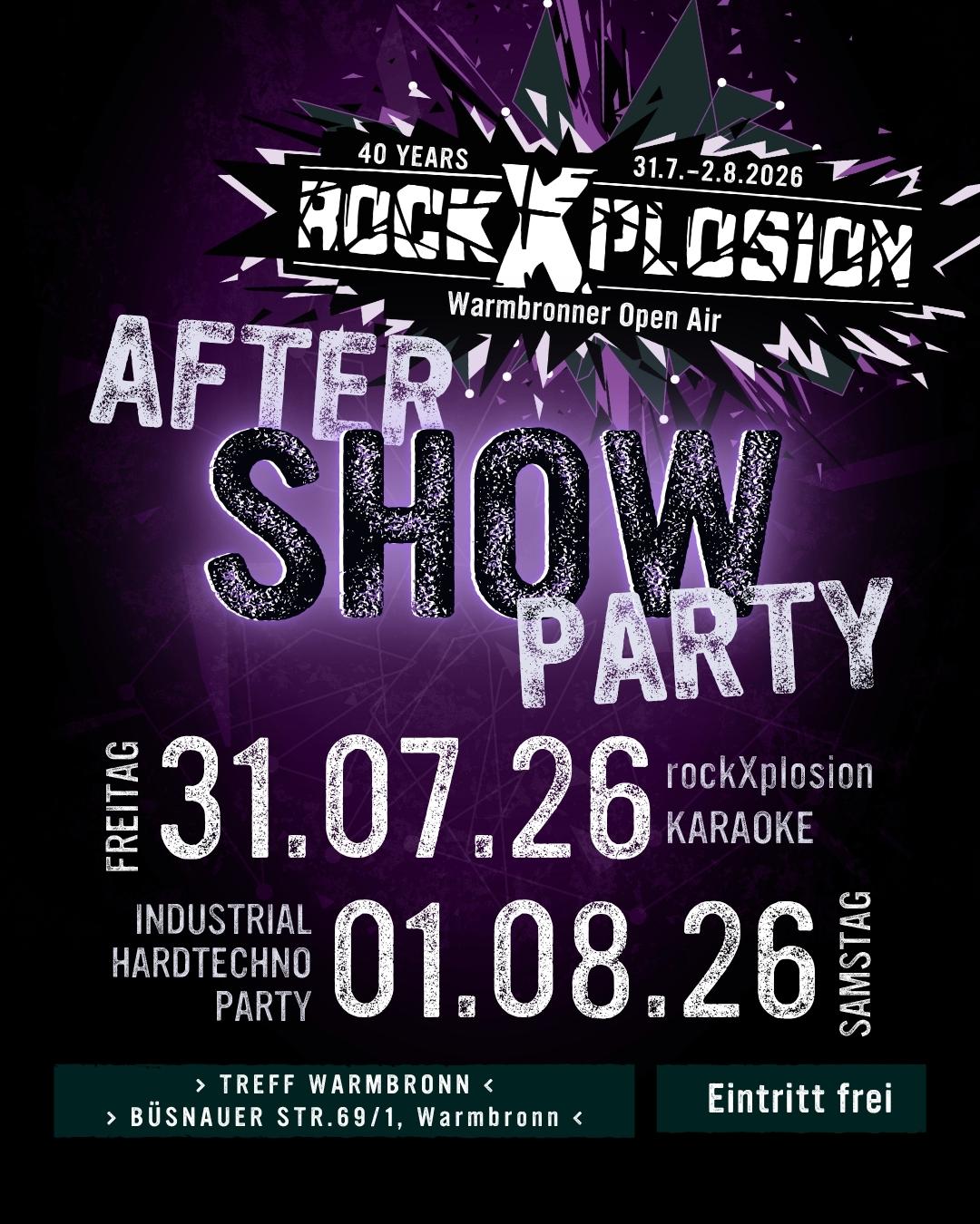 Flyer Aftershowparty rockXplosion 2026 Gesamt